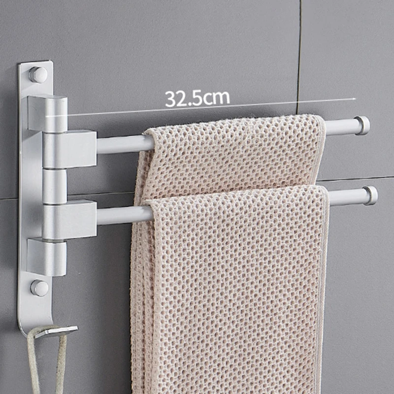 Towel Rod Portable Pole Black Towel Rack Revolving Portable No Punching Rack Toilet Pendant Bathroom Holder