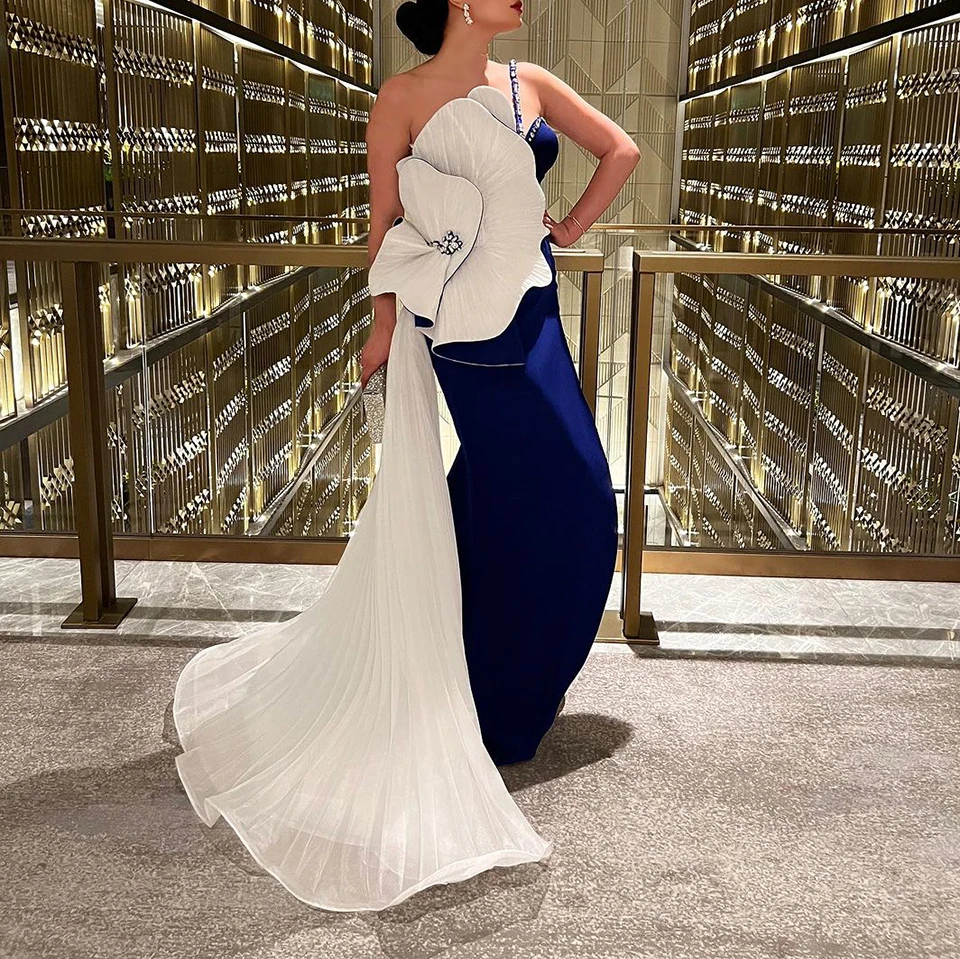 

Женское вечернее платье-русалка, элегантное платье до пола с 3D цветами и кристаллами, для выпускного вечера, 2023