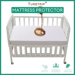 Waterproof & Breathable Baby Crib Mattress Protector - Noiseless Fitted Sheet Cover - 71x132x20cm