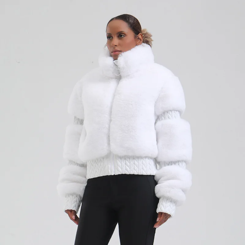 GSOU SNOW Women Ski Jacket Snowboard Faux Fur Slim ski coat Insulated Windproof Outdoor Winter Thick and warm Keep warm-30 winter jacket ski jacket