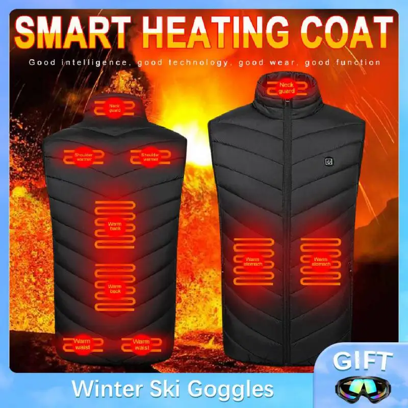 

9 Places Heated Vest Men Women USB Heated Jacket Heating Vest Thermal Clothing Hunting Vest Winter Heating Jacket S-4XL