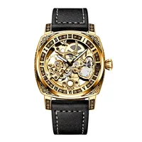 Montre mécanique automatique à tourbillon, squelette, en alliage de zinc noir, style business, lumineuse et gravée, pour homme 8
