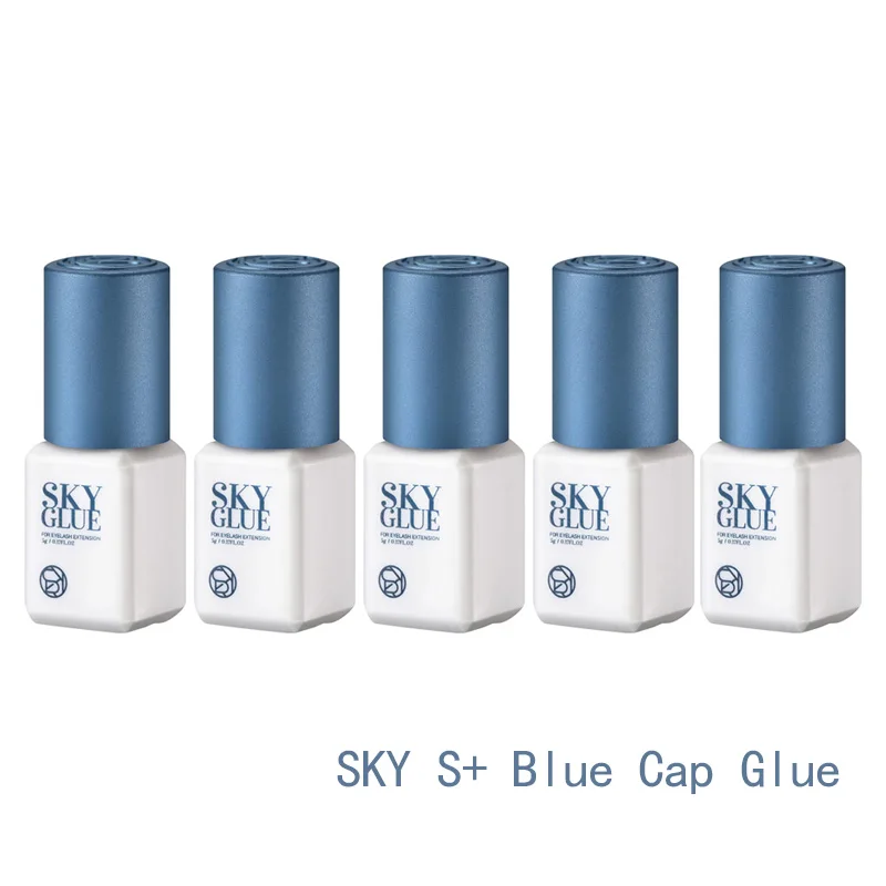 

5 Bottles Korea SKY Glue for Eyelash Extensions 5ml Original SKY S+ Glue Blue Cap Professional False Lash Adhesive Makeup Tools