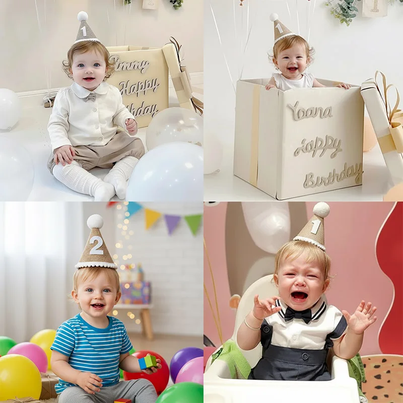 Felt 1st Birthday Crown Headband for Baby - Prince or Princess Celebration Prop