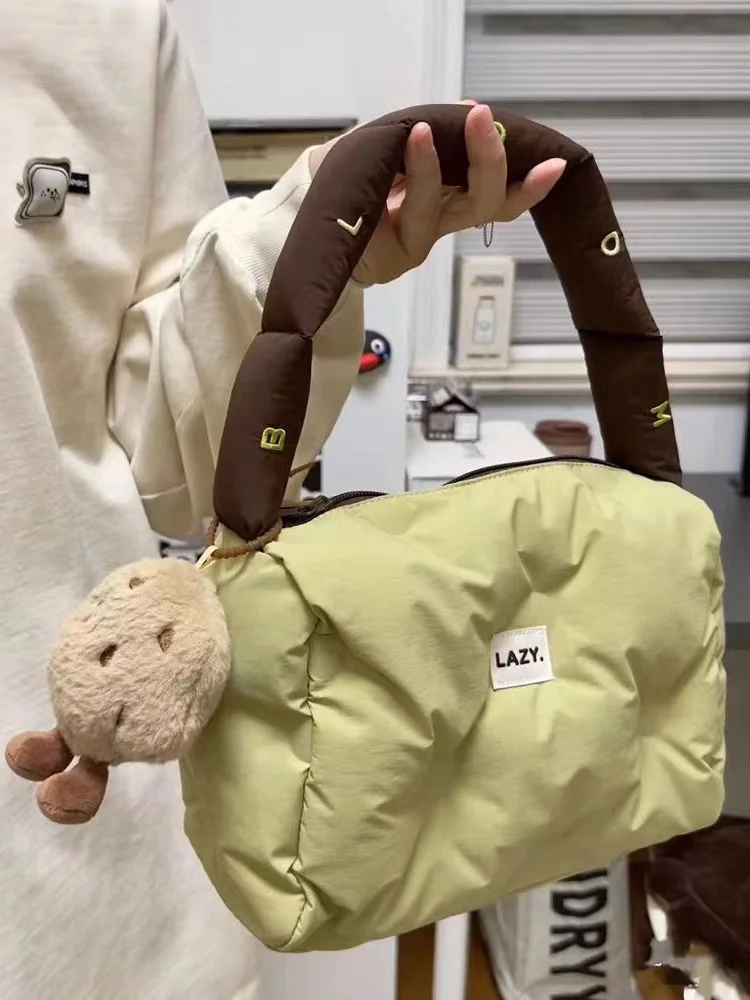 Women Soft Pillow Bag Fashion Bag Shoulder Brief Winter Down Purse Handbag