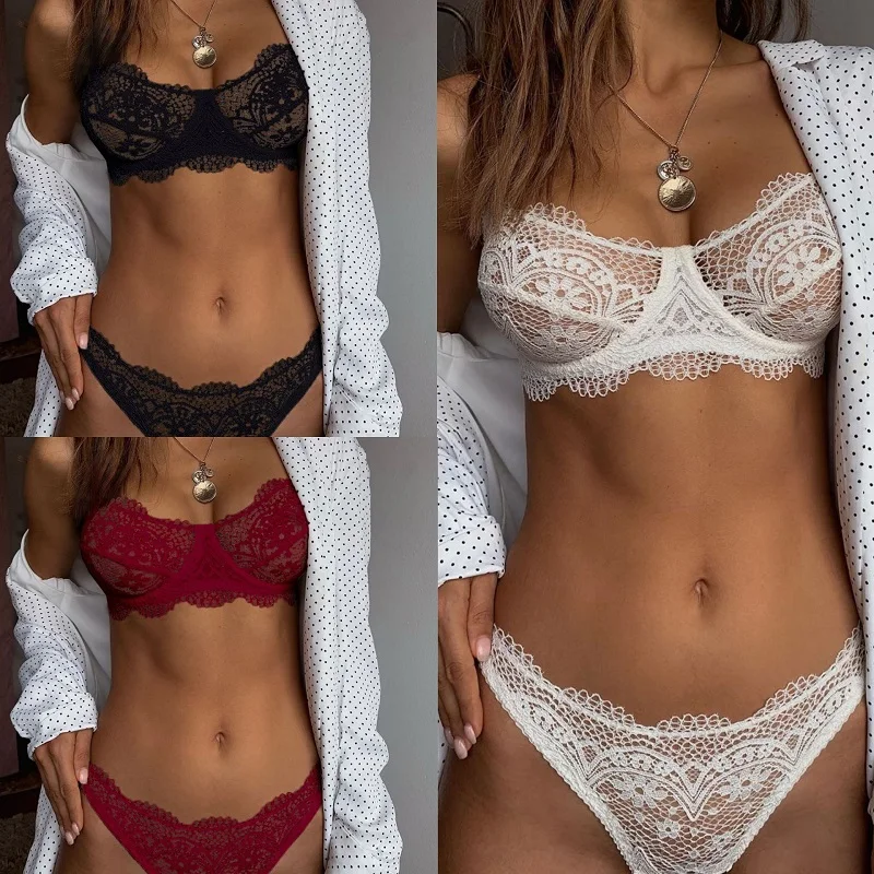 Verführerisches Dessous Set Damen - Transparent Mit Spitze & Hinten Offen