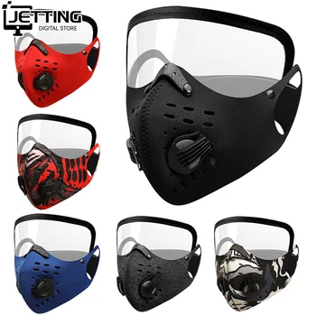 Maschera da ciclismo con occhiali da filtro Maschera antipolvere Sport Lavabile Riutilizzabile Maschera per donna Uomo Bandana Filtri a carbone attivo
