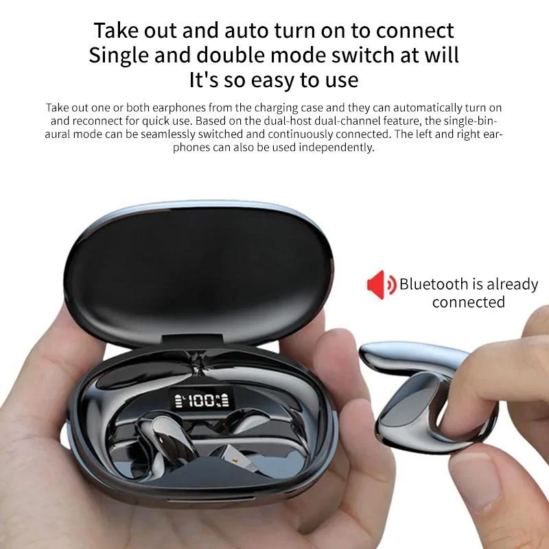 Wireless Earphone MZYMI Bone Conduction Open Ear Headphone Bluetooth Sport Ear Hook 9D HIFI Stereo Headset Built-in Mic headworn microphone