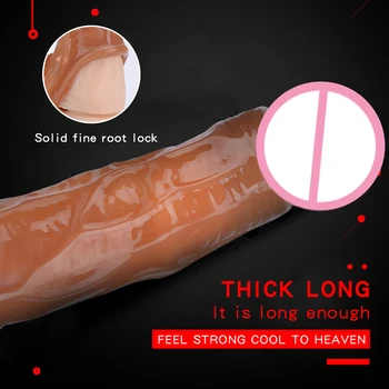 Man Nuo Male Penis Enlarger Sleeve Reusable Soft Condom Extender Realistic Dildo Cock Ring Testis Bondage Sex Toys For Men 88 4