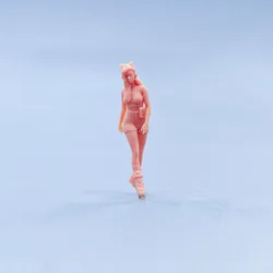 Resin Ice Skating Girl with Headphones - Uncolored Hand - Painted Miniature Diorama 1/64 Scale Figurine - 1 l 64 scale