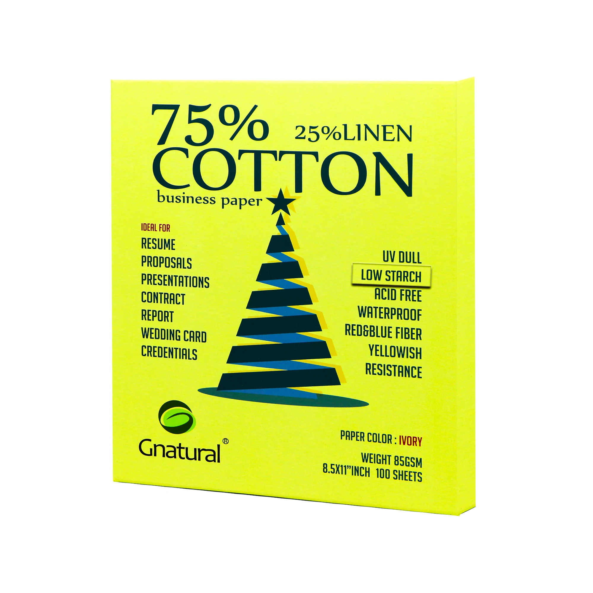 85gsm US 75% cotton 25% linen paper Letter size 216*279mm 100 sheets MLYYT042