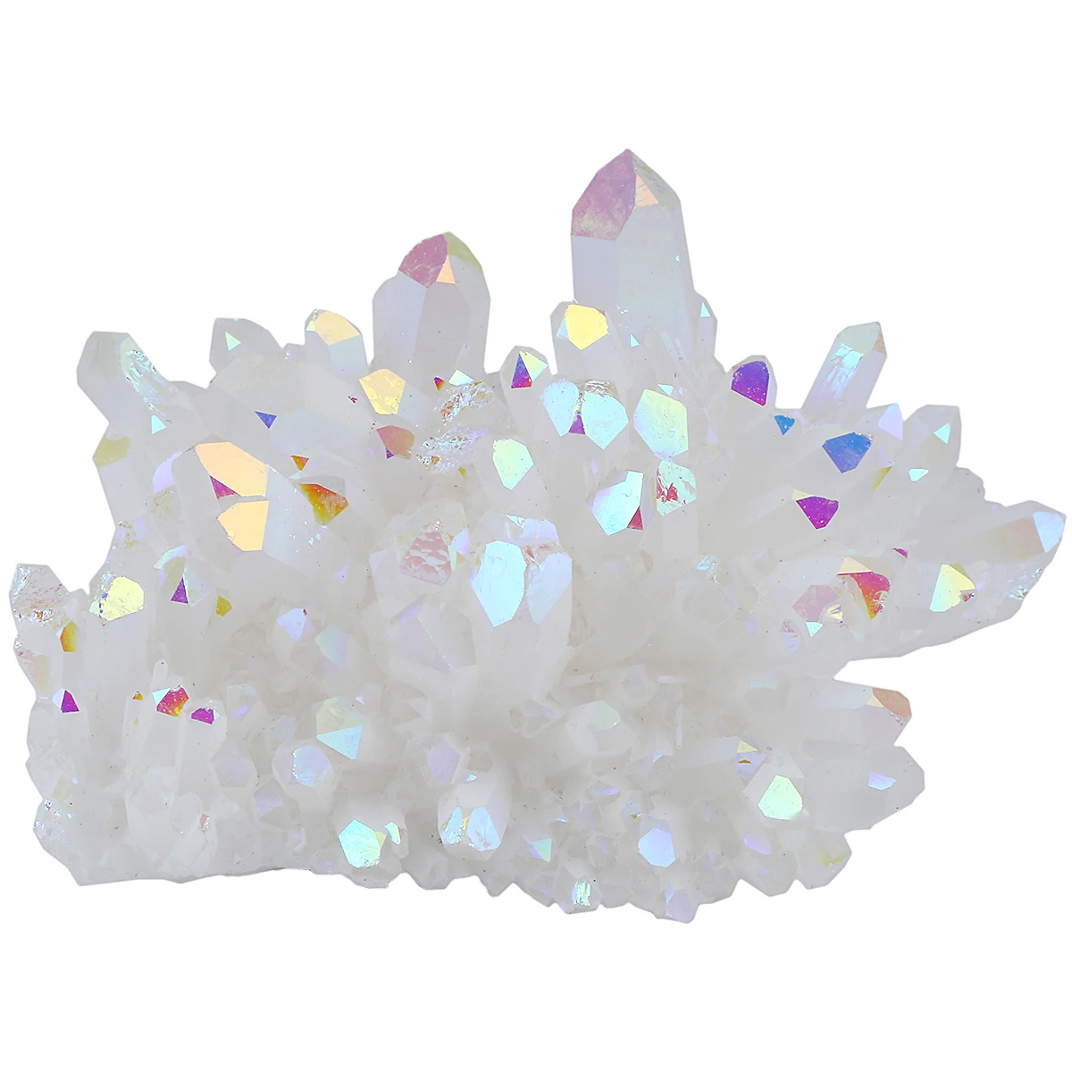 

220g Natural Rock Quartz Angel Aura Crystal Cluster Electroplated Titanium Coating Stone Crafts Room Decor Home Ornaments