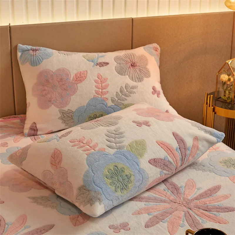

Cute Print Coral Fleece Pillow Case One Pair of flannel plush pillow cases 48X74CM 2PCS