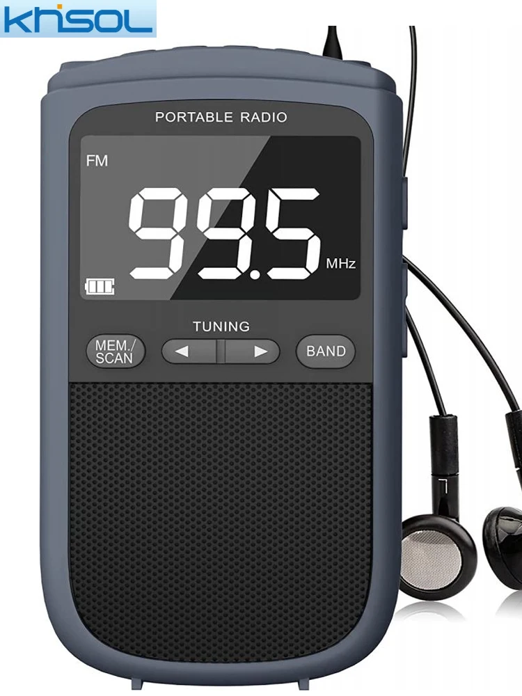 

FM AM Mini Portable Radios Pocket Receiver Stereo Speaker Rechargeable Radio with Alarm Clock for Outdoor Weather Broadcast