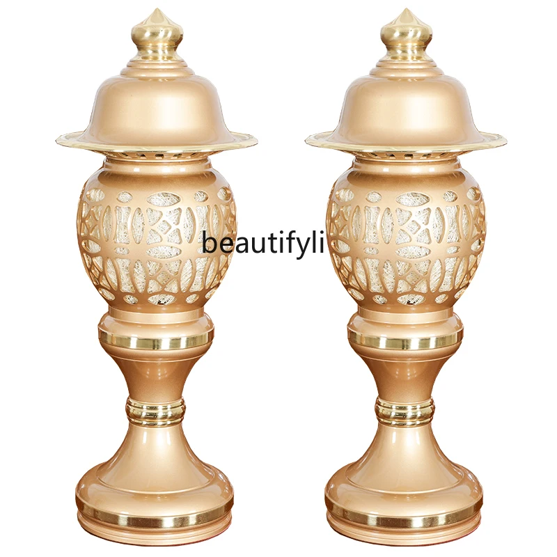 

Buddha Front Lantern Household Enshrine God of Wealth Plug-in Pilot Lamp a Pair of Temples Buddha Worshiping Lamp