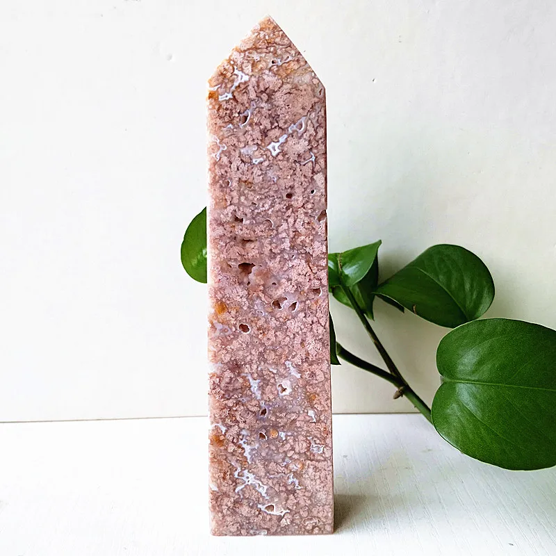 

Natural Stone Pink progen Agate Crystal Tower Wand Point Spiritual Room Decoration Home Crystals and Stones Healing Chakra Reiki