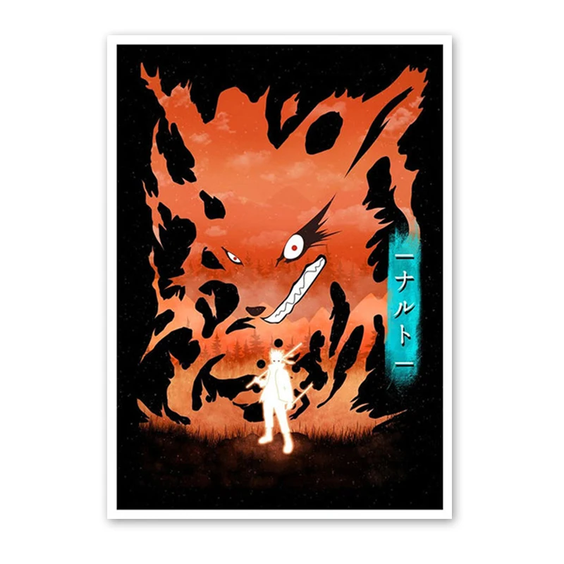 Anime-Inspired Naruto Art Canvas: Uzumaki & Kakashi Wall Mural Decor Gift