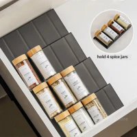 Spice Drawer Organizer Adjustable Spice Rack for Spice Jars 4 Layers Kitchen Spice Drawer Shelf Cabinet Pantry Kitchen Organizer 2