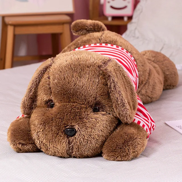 Giant 120CM Plush Toy Big Sleeping Dog Stuffed Striped T-shirt Puppy Dog Soft Animal Toy Soft Pillow Baby Girls Birthday Gift