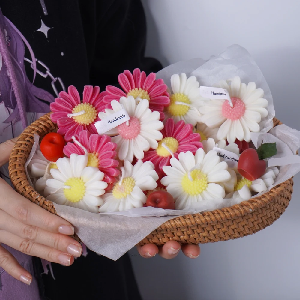 3D Daisy Scented Candle Silicone Mold DIY Flower Shape Resin Molds Flower Soap Making Craft Candles Mould Home Decor Supplies