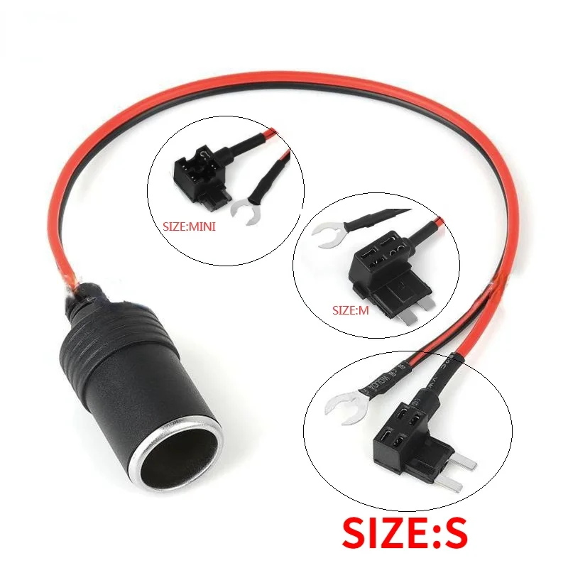 Pure Copper Car Cigarette Lighter Charger Cable Female Socket Plug Connector Adapter Cable Fuse car male plug cigarette lighter socket plug 12v 24v 48v connector adapter power supply cord with 60cm 1m 2m 3m cable wire