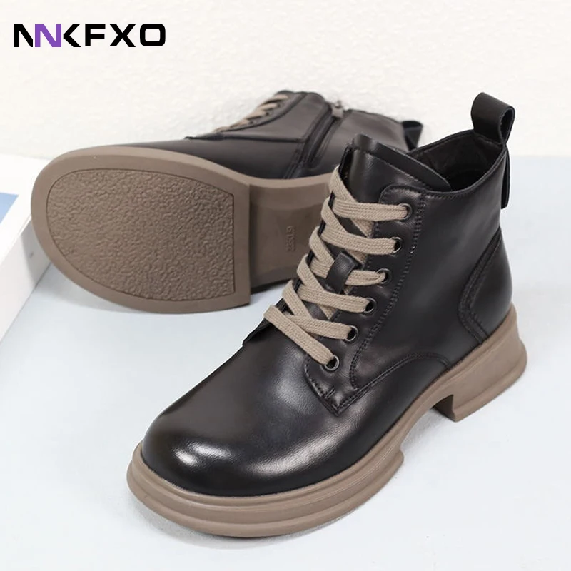 

Женские кожаные ботинки на толстой подошве, повседневные ботинки на шнуровке, ботинки на плоской подошве, модель vc5046, 2022