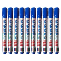 10 - Pack Bold Waterproof Wide Tip Permanent Markers with Adjustable Lines and Non - Toxic Ink for Office and DIY Crafts (Blue 10pcs)