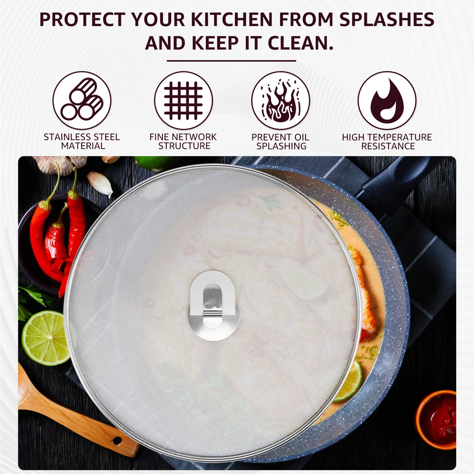 Grease Splatter Screens Set Of 3 - Stainless Steel Mesh Splatter Guards For Frying Pans & Pots (8", 9.5", 11") - View #7