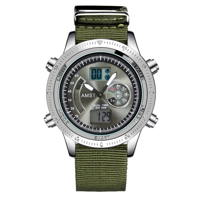 

Relogio Masculino Mens Watches Amst Top Brand Luxury Men Military Sport Wristwatch Nylon Band Quartz Watch 50m Waterproof