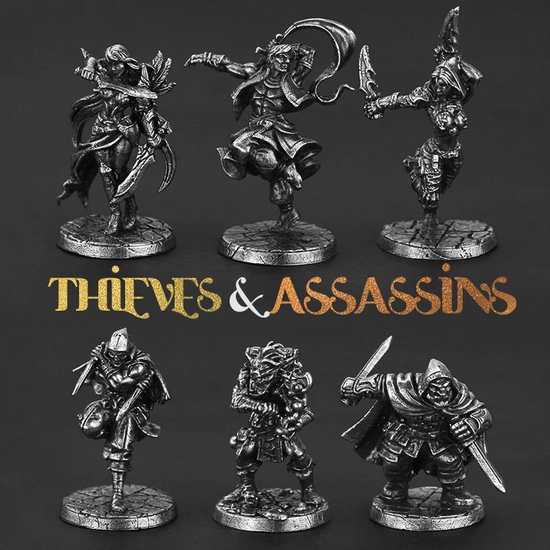 White brass thief and assassin warrior statue miniature model toy