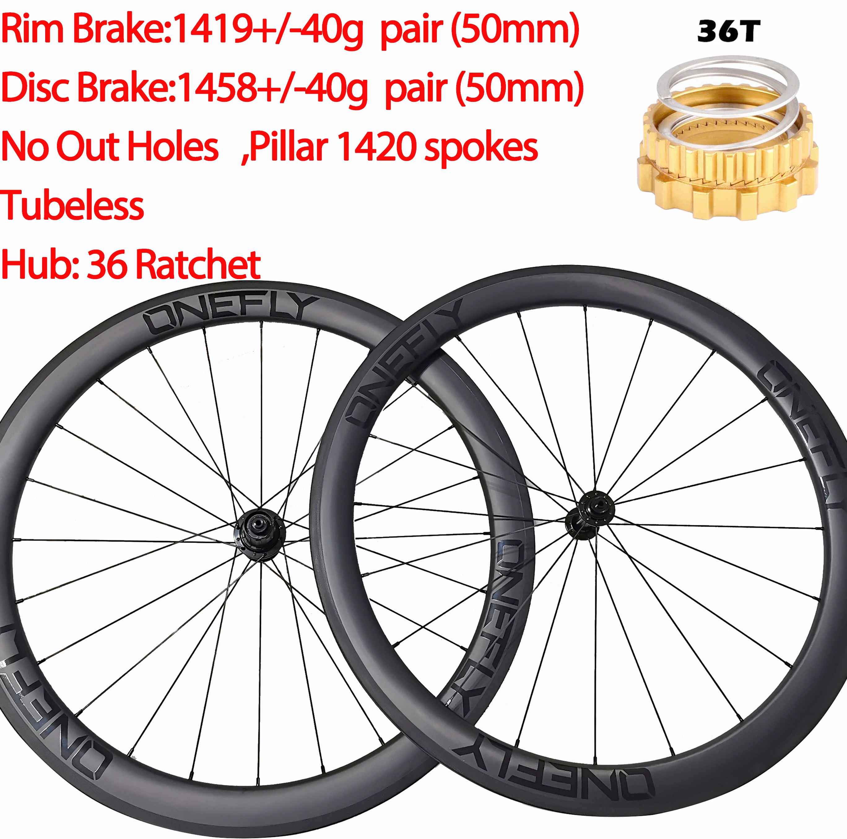 ONEFLY Width 25mm Super Light Carbon Road Bike Wheels Clincher Tubeless