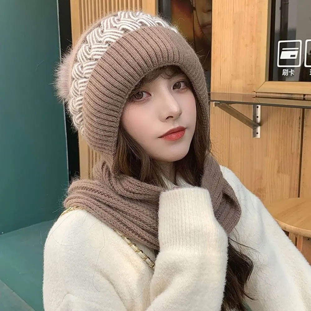 Ear Protection Windproof Cap Scarf winter accessories winter hat set knitted scarf Winter Beanie Hat
