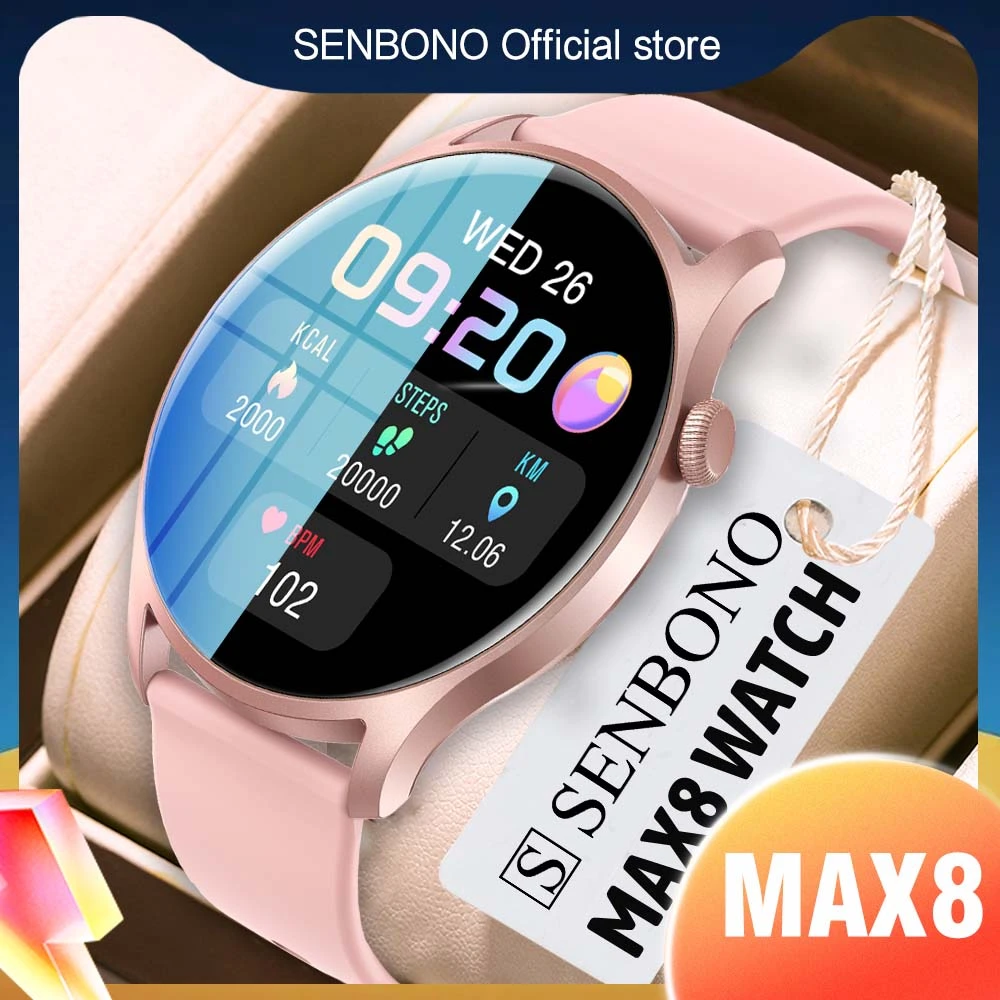 SENBONO reloj inteligente MAX8 2021 para hombre y mujer, accesorio de pulsera resistente al agua IP67 con seguimiento actividad deportiva Spo2/BP/HR, compatible con Android e iOS|Relojes inteligentes| - AliExpress