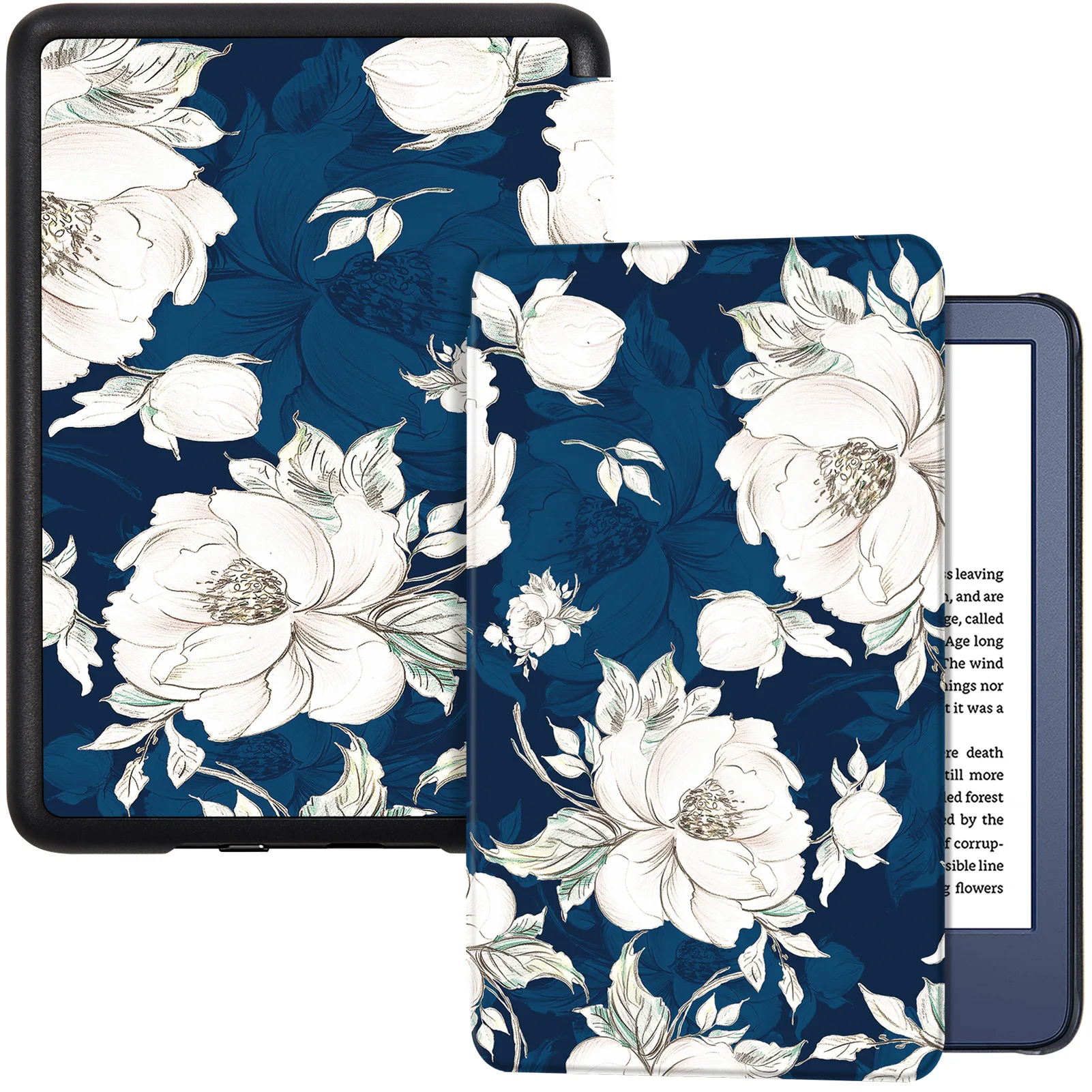  Funda para Kindle de 11.ª generación 2022 de 6 pulgadas,  ángulos de visión múltiples de 360 grados, soporte ajustable, cubierta de  piel sintética, diseño de lobo azul fuego : Electrónica