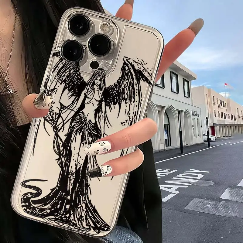 Punk Couple Angel Design Phone Case - Stylish and Protective