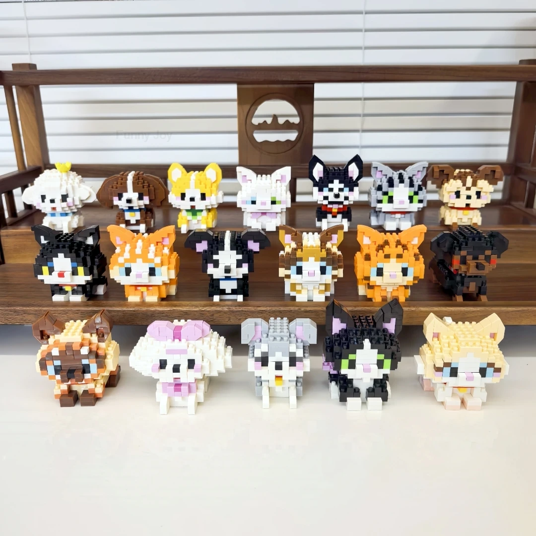 18 Stile Husky Haustier Katzen Hund Baustein Cartoon Niedliche Puppe Puzzle Montage Kinderspielzeug DIY Jungen Mädchen Geburtstagsgeschenke