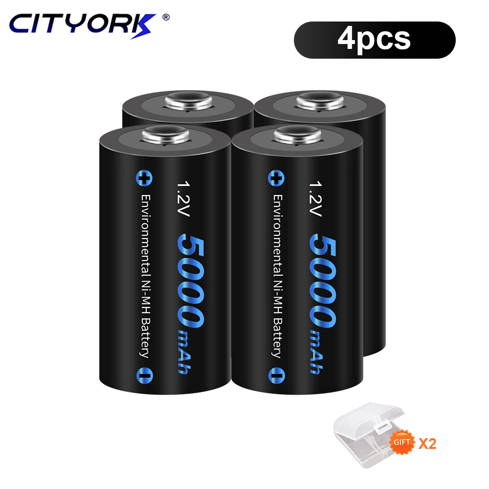 replacement batteries CITYORK battery C 5000mAh 1.2V C size rechargeable battery R14 C Cell rechargeable batteries C r14 battery for Radio Flashlight lithium button batteries Batteries