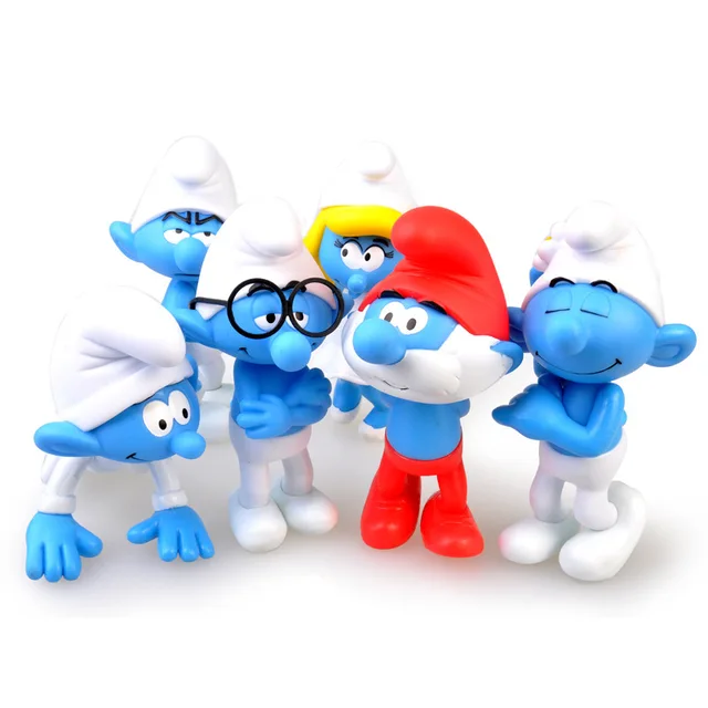 6pcs/lot Cartoon Smurfs Figure Toys Smurfing Anime PVC Model Toys 