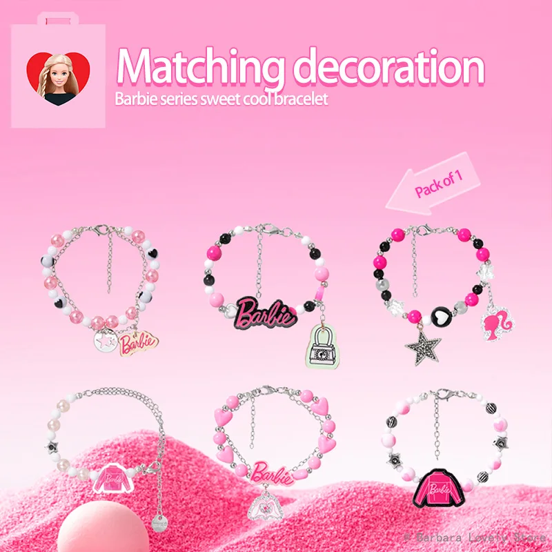 Miniso Barbie Series Bracciale Y2K Sweet Cool Style Anime Periferiche Principessa Accessori Kawaii Fashion Wristband One Piece Gift