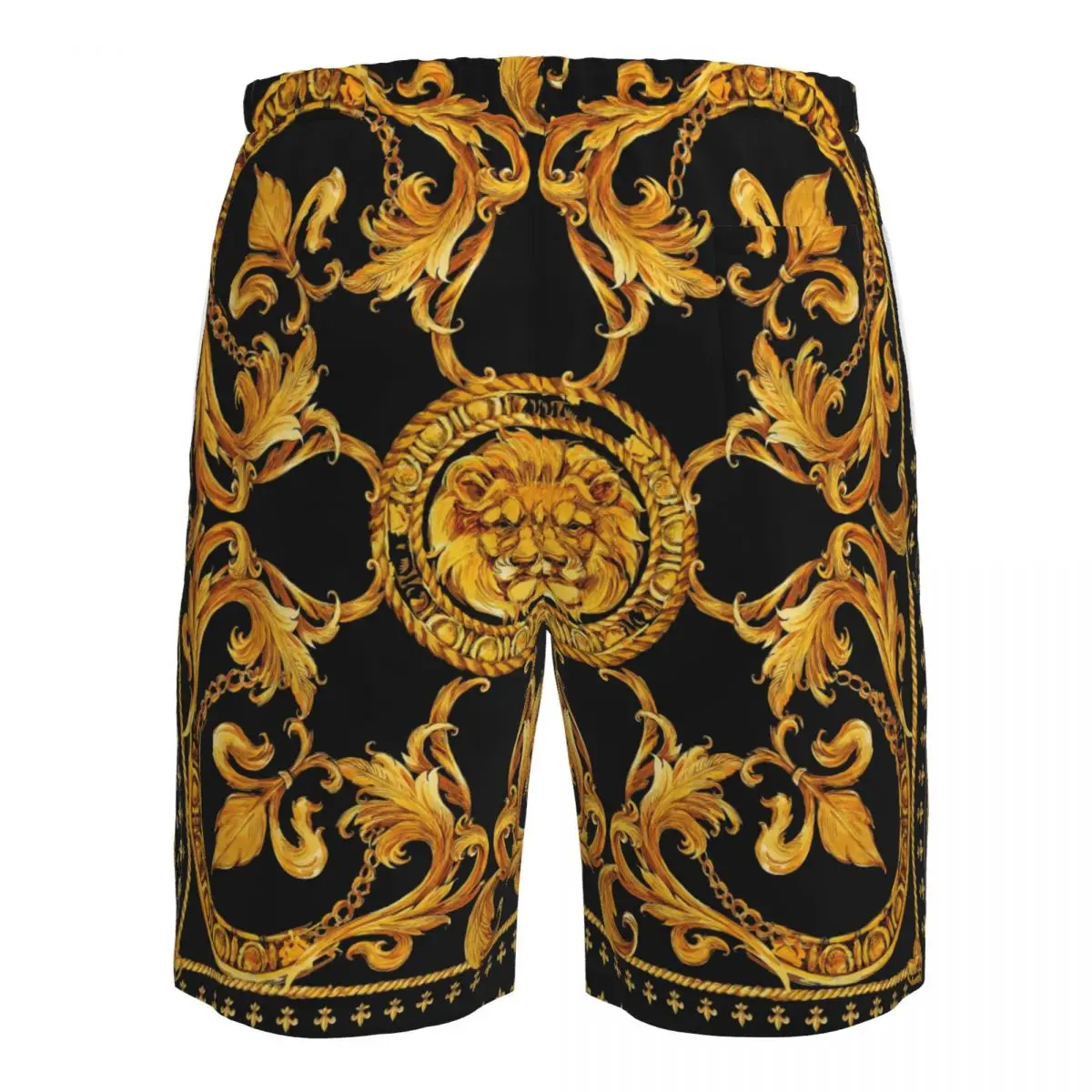 Quick Dry Summer Mens Beach Board Shorts Briefs For Man Swim Trunks Swimming Shorts Beachwear Golden Baroque