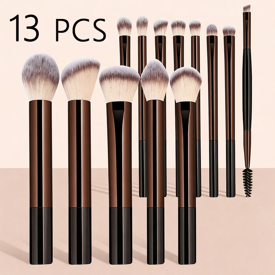 Premium 13-Piece Makeup Brush Set with Dense Bristles and Aluminum Alloy Handles