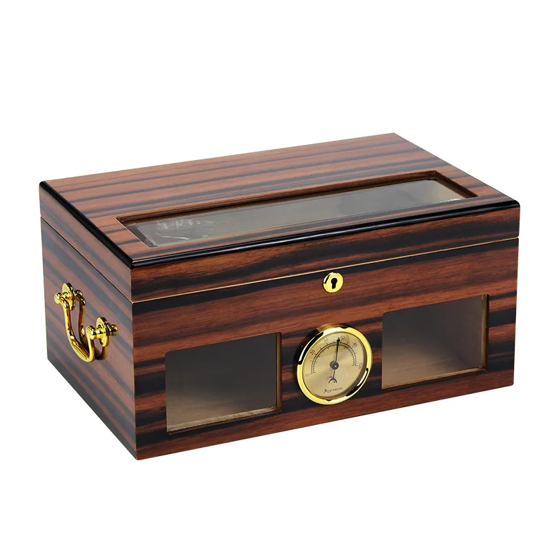 

Cedar Wood Cigar Case Storage Box, Humidor Casement, Humidifier Box, Ebony Grain Display Cabinet, Smoking Accessories