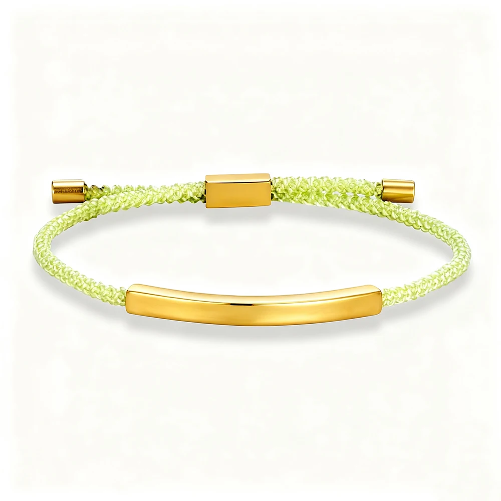 Custom Engraved Logo Name SOS Number Bracelet Gold Color Stainless Steel Bracelet for Men Women Adjustable Braided Rope Jewelry