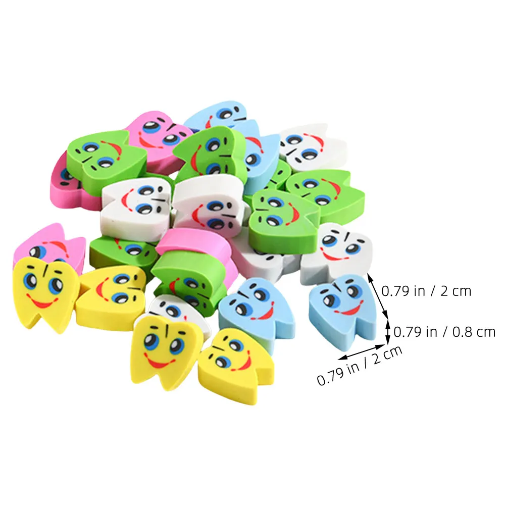 70Pcs 치아 지우개 다채로운 미니 귀여운 어린이 연필 지우개 학교 교실 사무실 기능성 지우개 용품