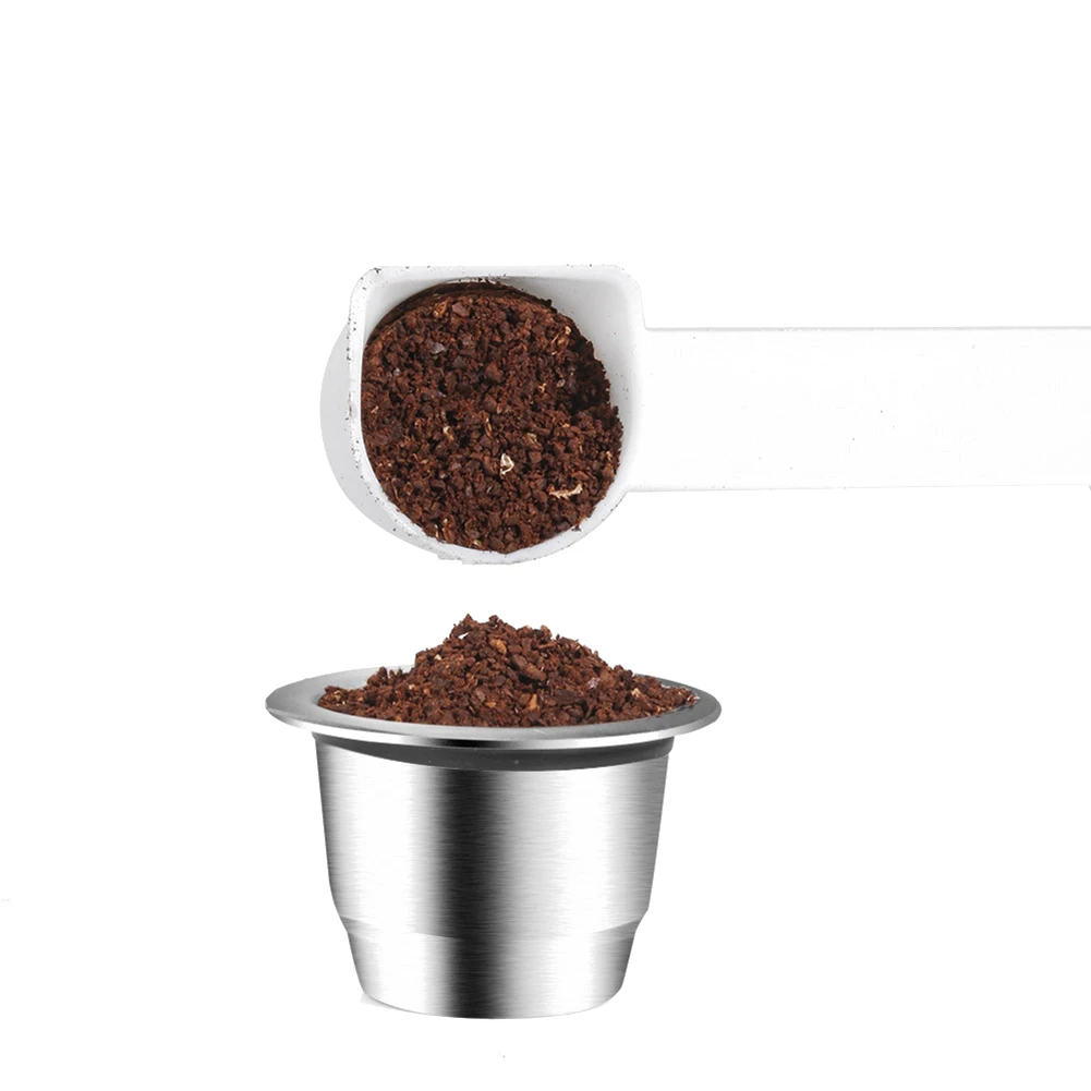 Reusable Coffee Capsule Refillable Stainless Steel Nespresso Coffee Maker Basket Filter with Tamper Gadget