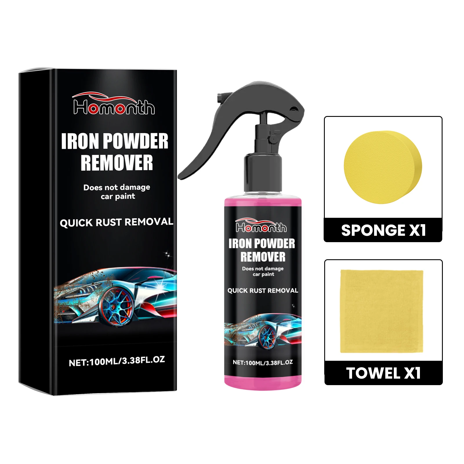 Auto Rust Spray To Remove Iron Powder Stains On Auto Surfaces Clean Refurbish Anti-Rust Brightening Paint Maintenance Polish