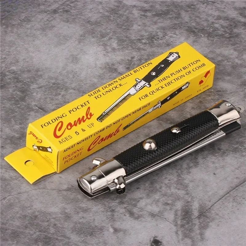Folding Spring Comb Automatic Foldable Knife Brushes Hair Trimmer Comb Brush Accessories Butterfly Mens Pocket Knife