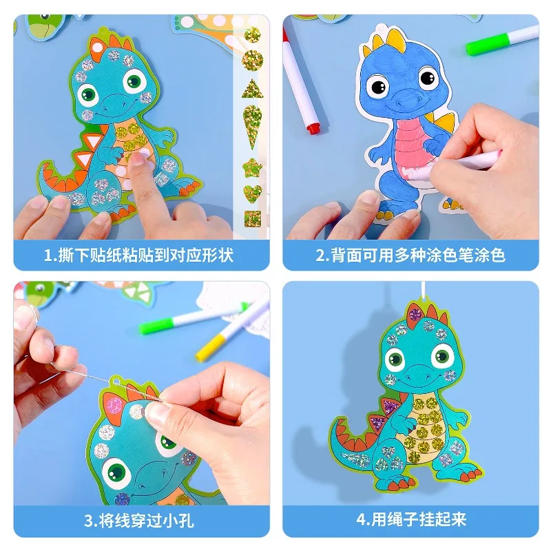 모자이크 공룡 인어 아트 세트 DIY 공예 키트 포일 스티커 생일 선물 여행 선물 스티커 세트 DIY 장식