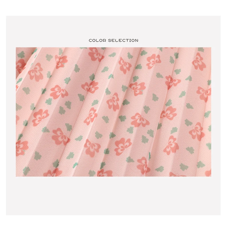 Pleated Printed Mesh Skirt Women's 2022 Spring New High-waisted Thin Mid-length Large Swing Fairy Chiffon Skirt tutu skirt