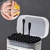 100Pcs/Box 2-in-1 Ear Digging Spoon Double Ended Cotton Stick Spiral Ear Cleaner Disposable Cleaning Black And White Cotton Swab 1